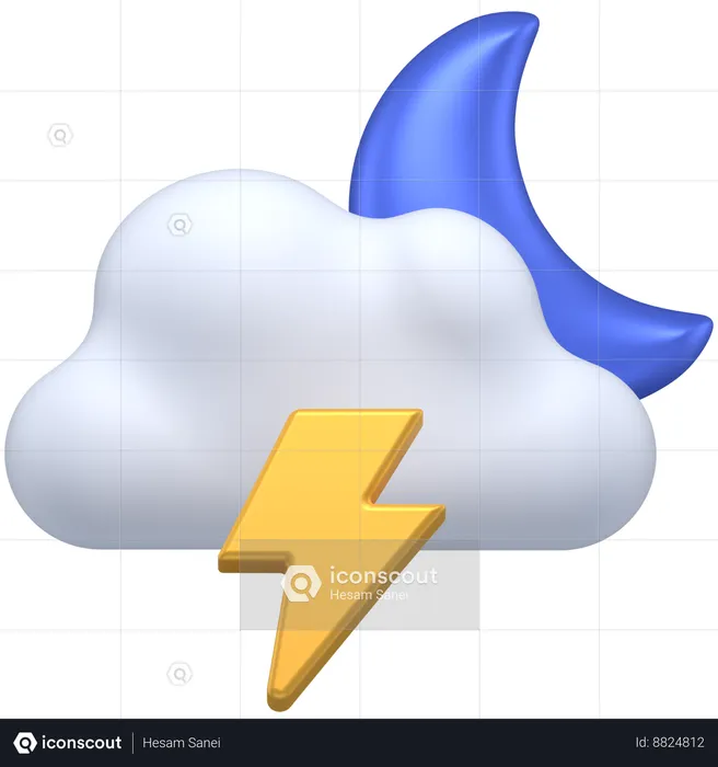 Thunderstorm in night  3D Icon