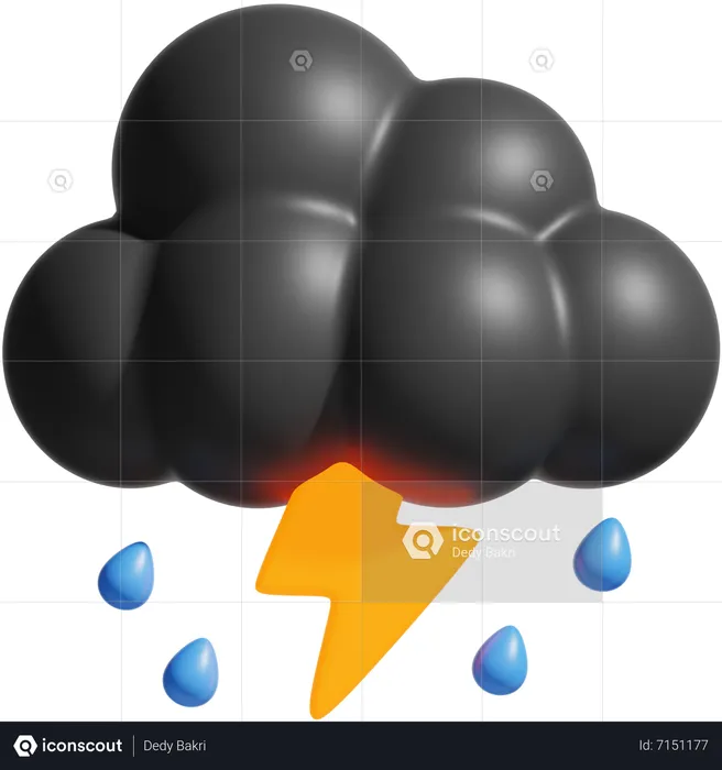 Thunderstorm night  3D Icon