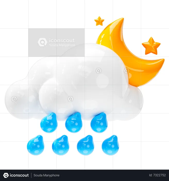 Thunderstorm Rain  3D Icon