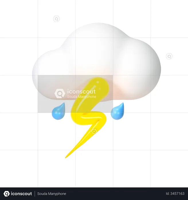 Thunderstorm Rain  3D Illustration
