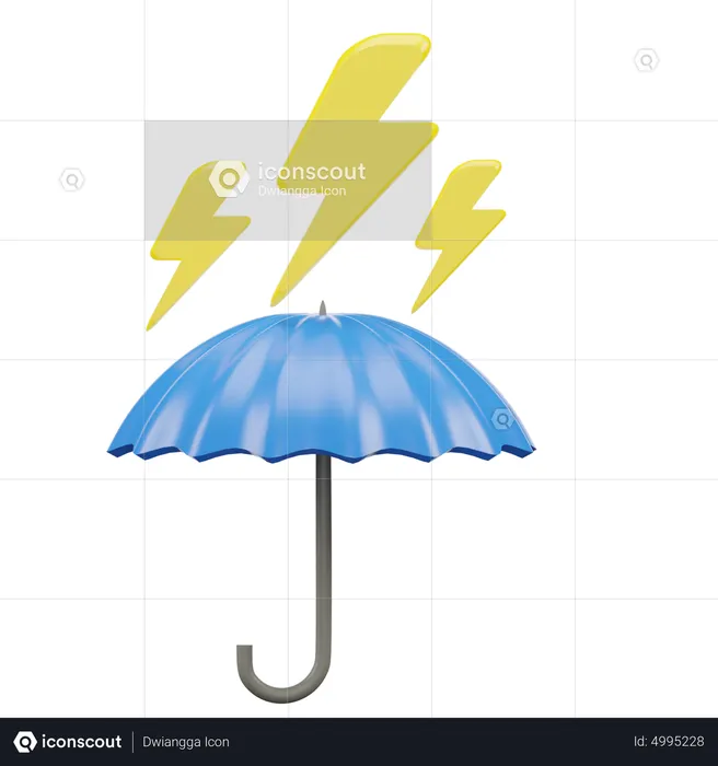 Thunderstorm Umbrella  3D Icon