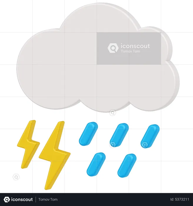 Thunderstorm with rain  3D Icon