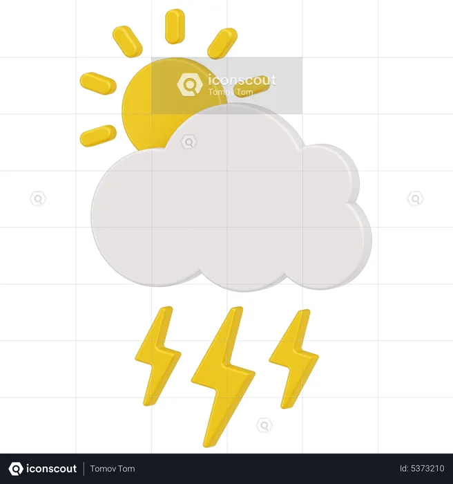 Thunderstorm with the sun  3D Icon