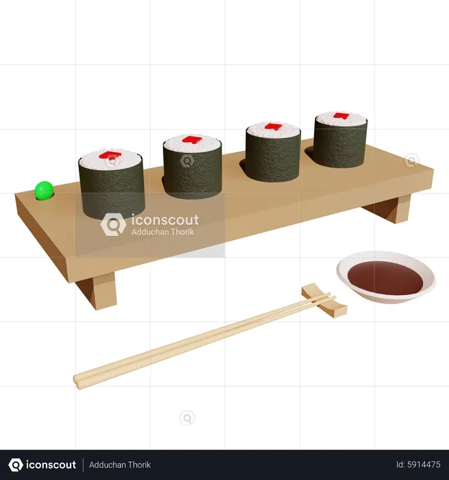 Thunfisch-Roll-Sushi  3D Icon