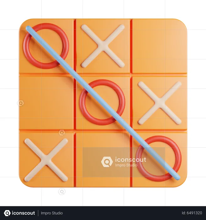 Estratégia de jogos tic tac toe em fundo transparente 3d render