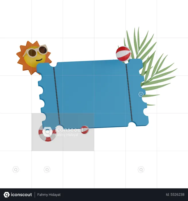 Ticket  3D Icon