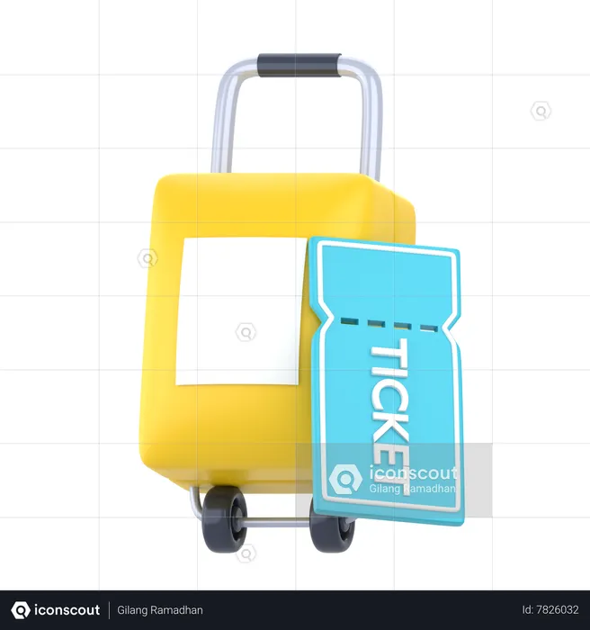 Ticket and Suitcase  3D Icon