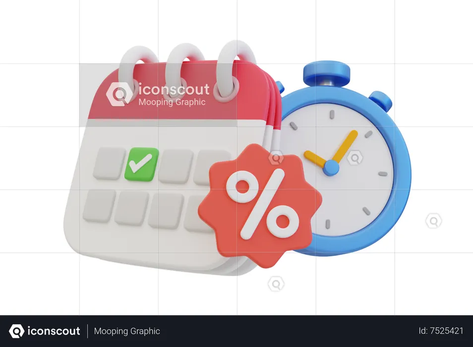 Tiempo de descuento  3D Icon
