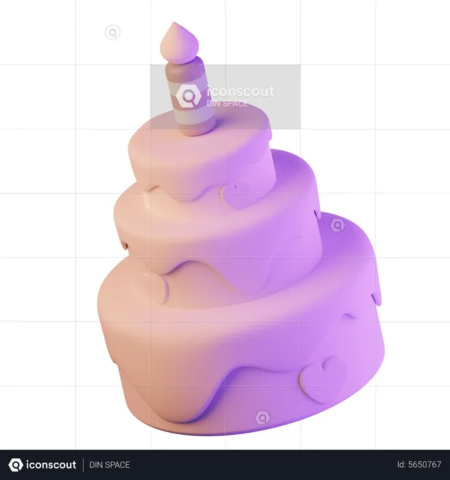 Tiered Birthday Cake  3D Icon