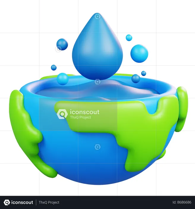 Tierra con gota de agua  3D Icon