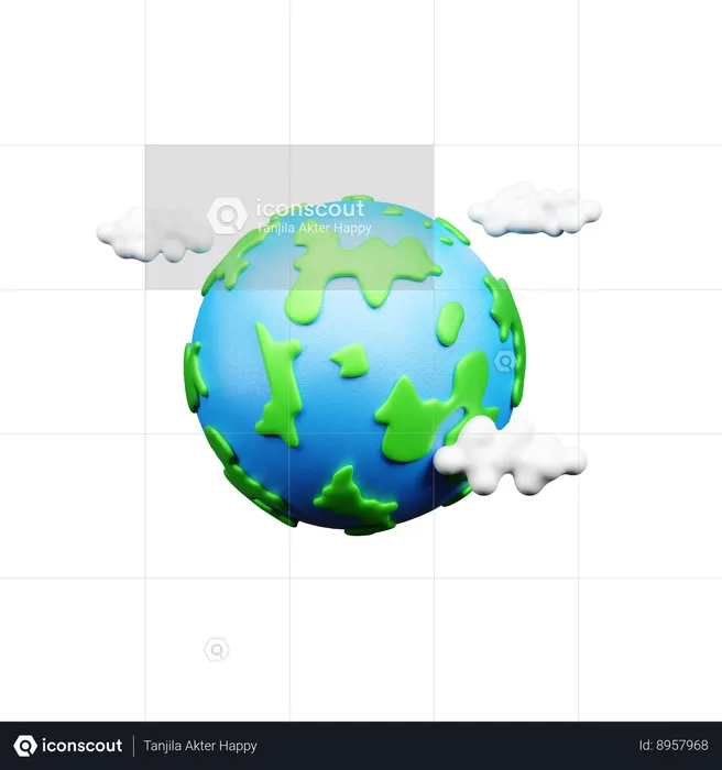 Tierra y nube  3D Icon