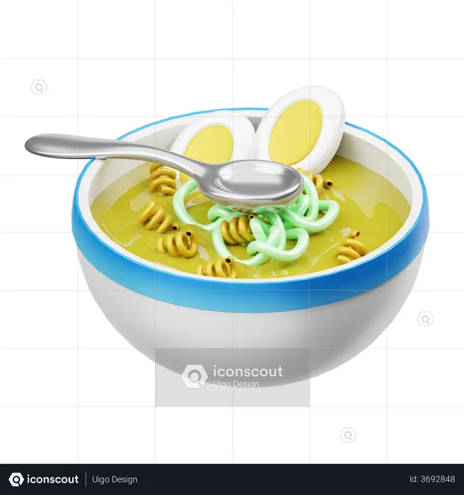 Tigela de sopa de ovo  3D Illustration