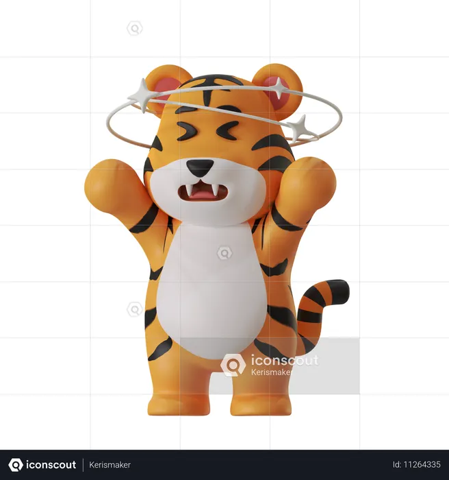 Tiger Confused  3D Icon