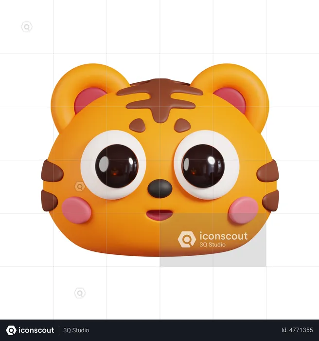 Tiger Face Emoji 3D Emoji