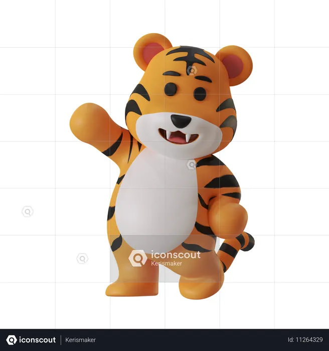 Tiger Greeting Hello  3D Icon