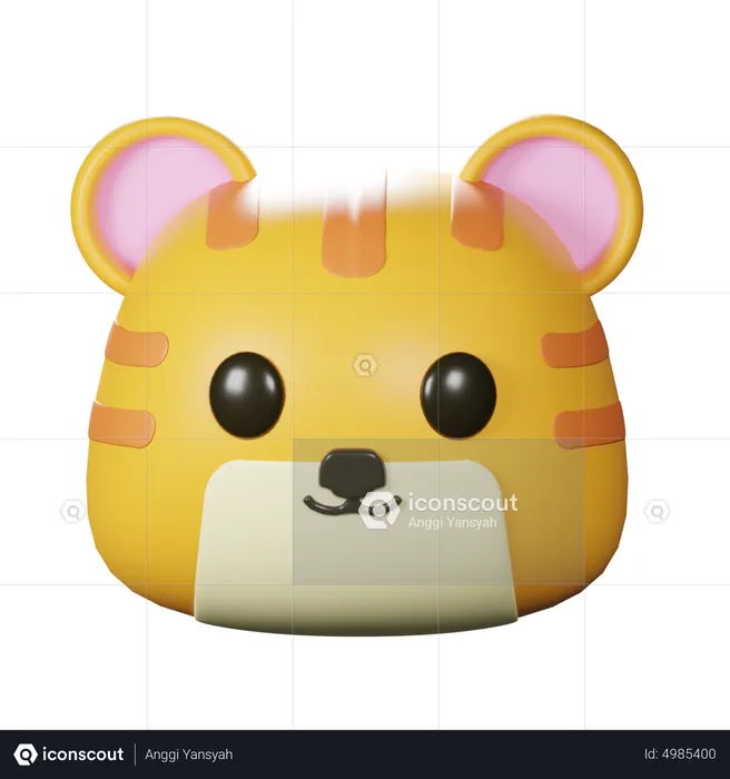 Tiger Head Emoji 3D Icon