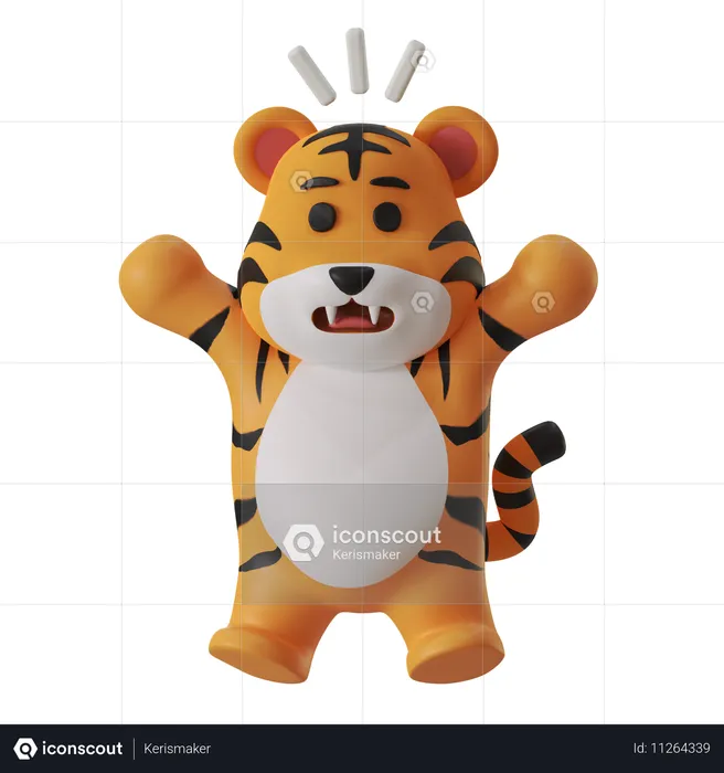 Tiger schockiert  3D Icon