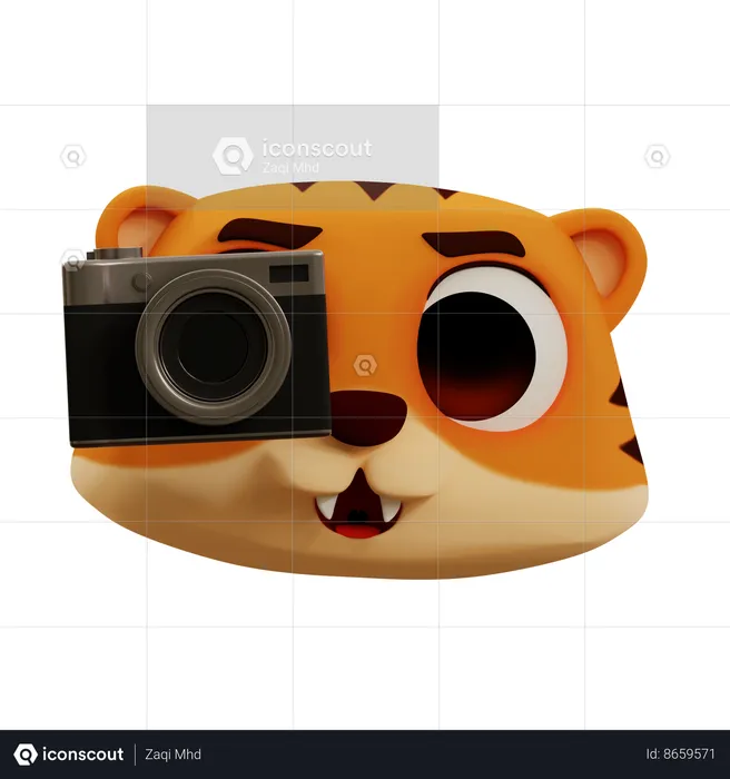 Tiger taking photo Emoji 3D Icon