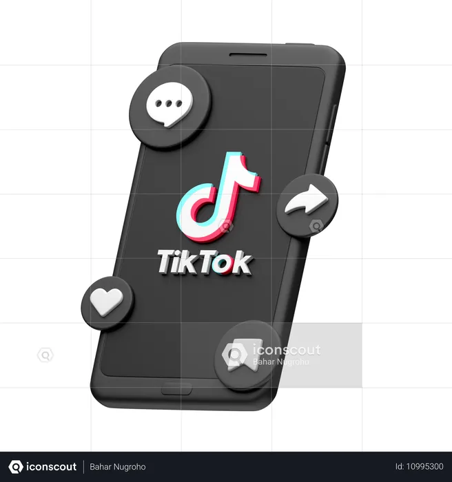 Tiktok en el teléfono inteligente Logo 3D Icon