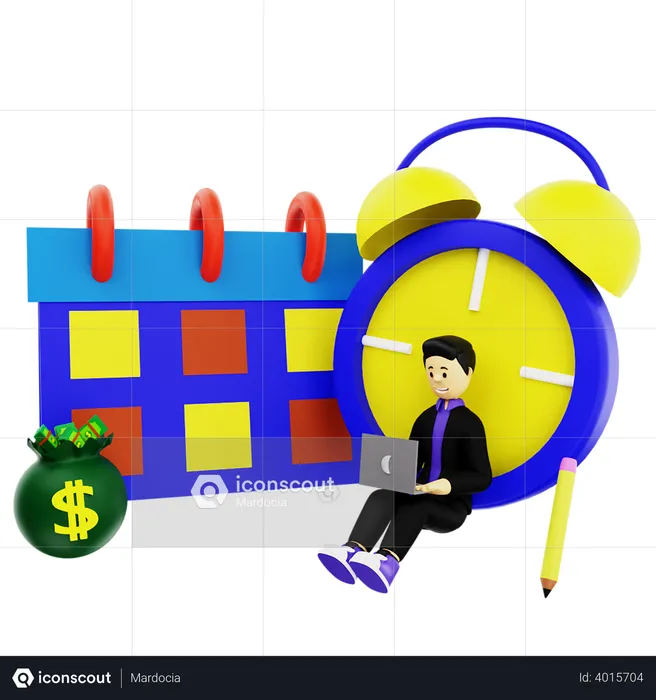 Time management by businessman  3D Illustration