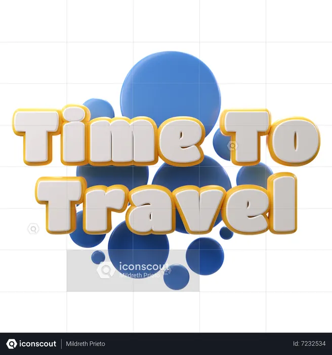 Time To Travel Text  3D Icon