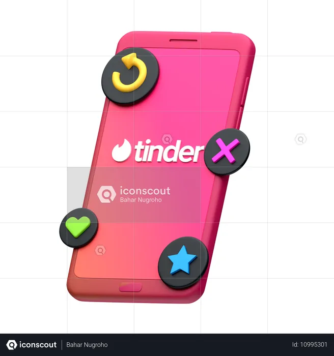 Tinder sur smartphone Logo 3D Icon