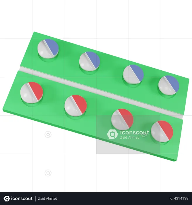 Tira de comprimidos  Ícone 3D