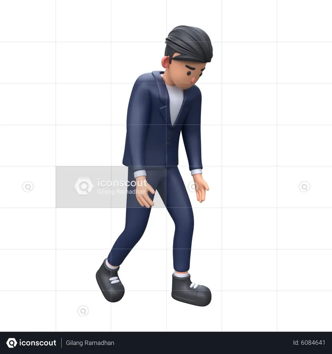 Tired Businessman walking  3D Illustration