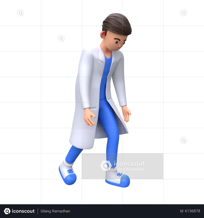 Tired Doctor walking  3D Illustration