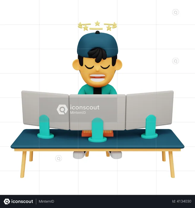 Tired Employee  3D Illustration