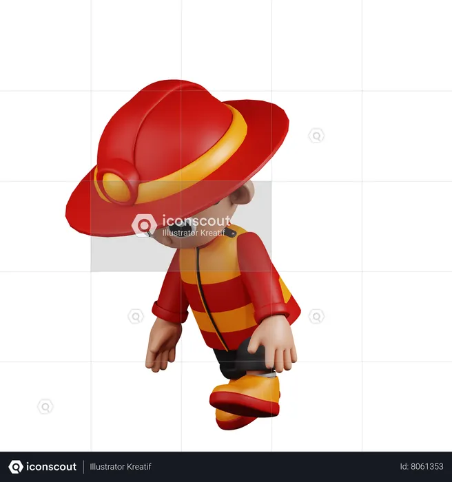 Tired  Fireman  3D Illustration