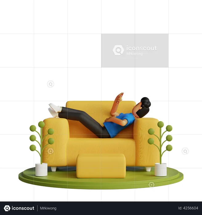Tired Man is lazing on the chair  3D Illustration