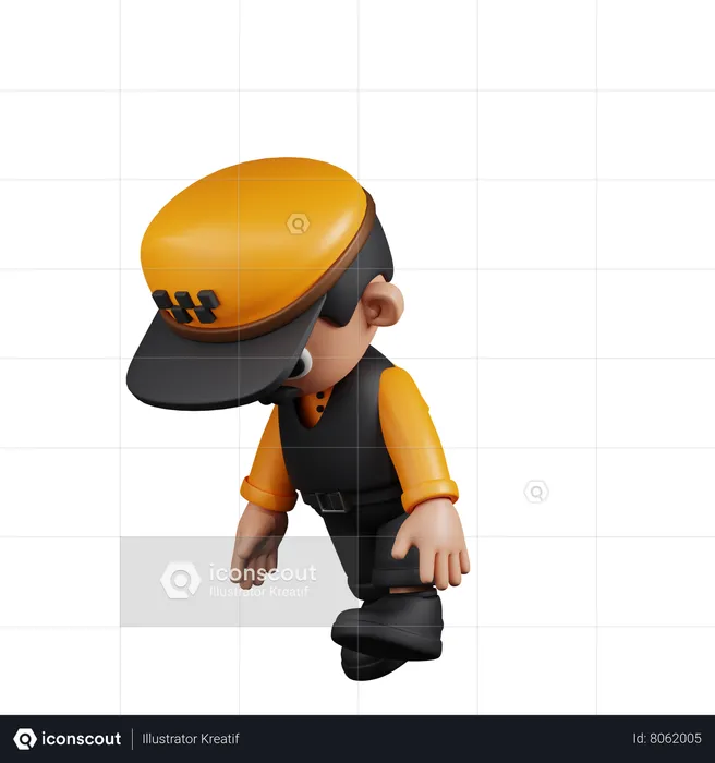 Tired Taxi Driver  3D Illustration