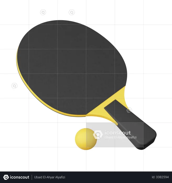 Tischtennisschläger und Ball  3D Illustration