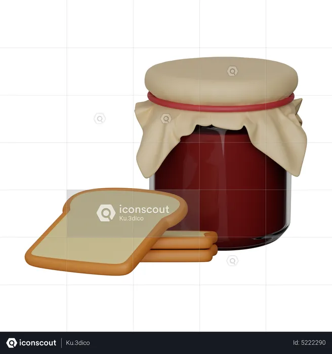 Toast avec un pot de confiture  3D Icon