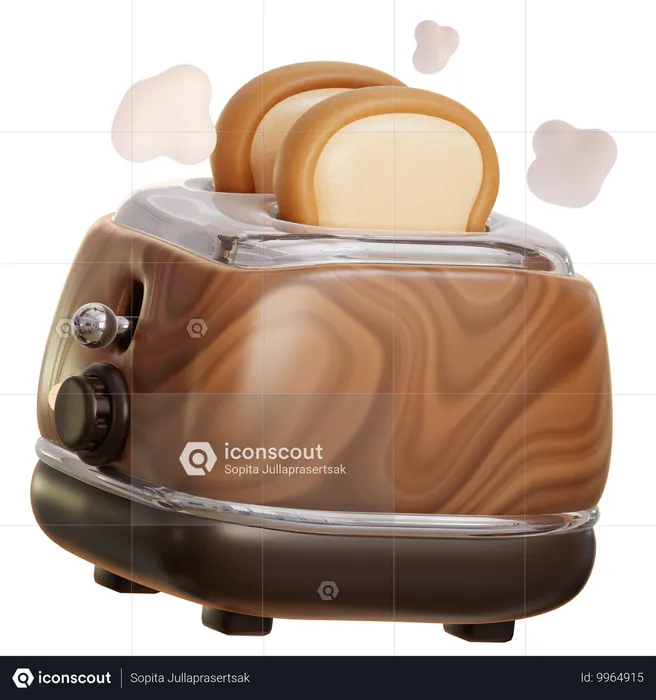 Toaster With Toasts  3D Icon