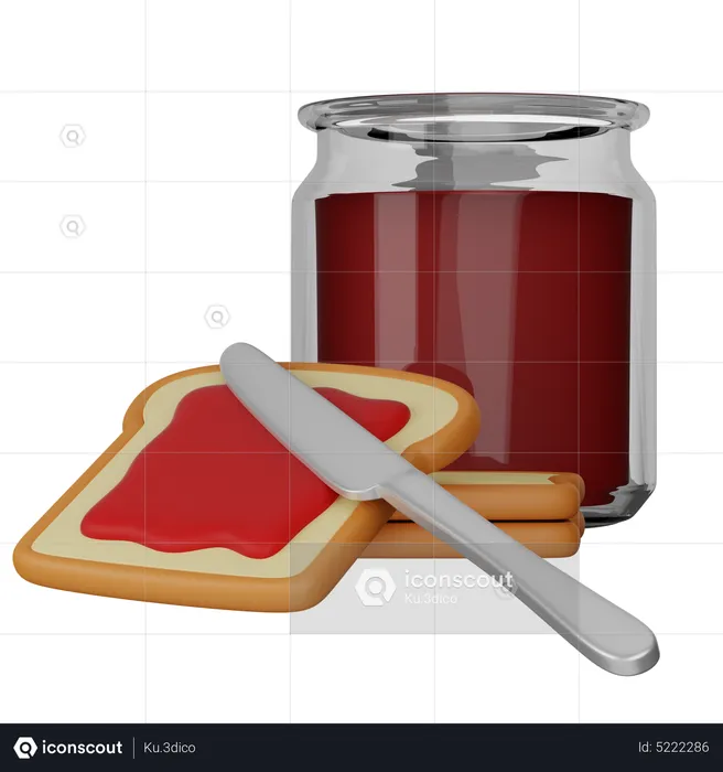 Toasts with jam  3D Icon