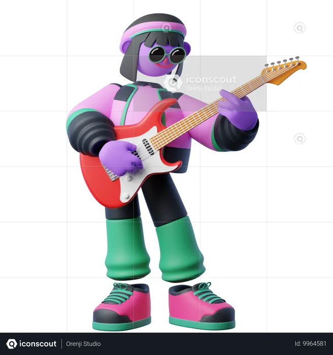 Tocar la guitarra  3D Illustration