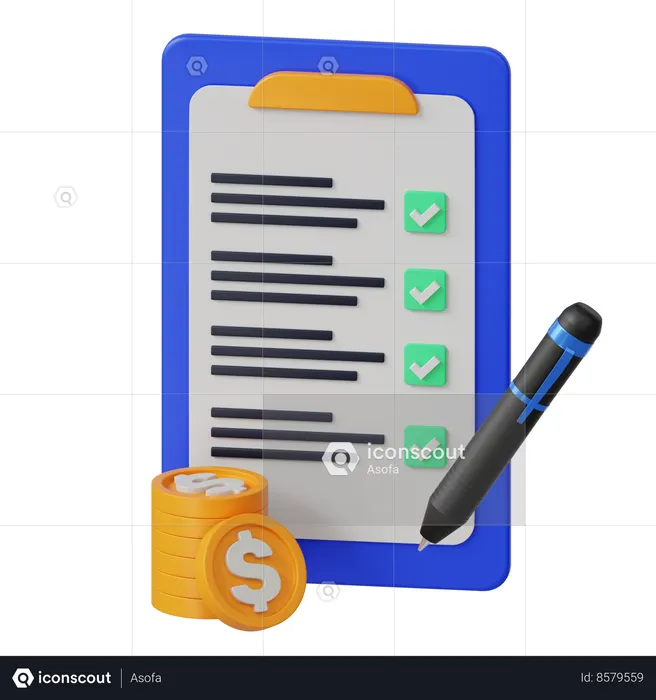 Todo List With Coin  3D Icon