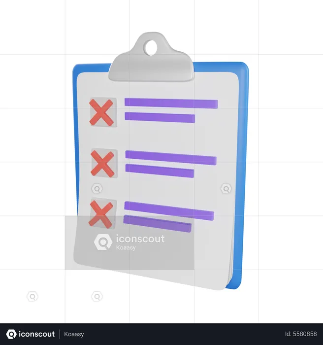 Todo List Wrong  3D Icon