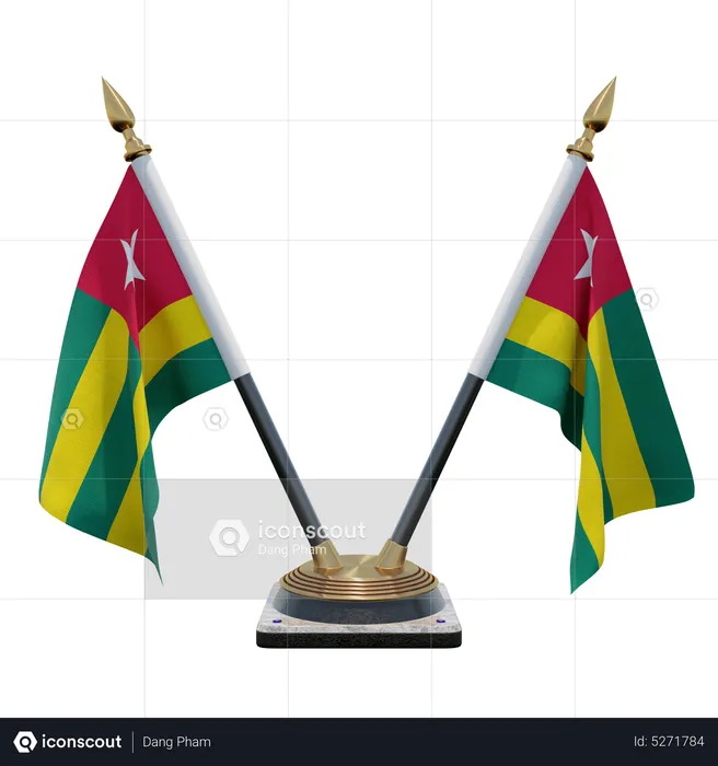 Togo Double (V) Desk Flag Stand Flag 3D Icon