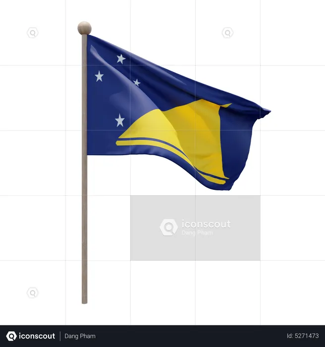 Tokelau Flagpole Flag 3D Icon