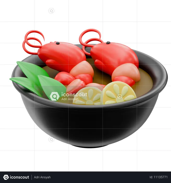 톰얌 해산물 수프  3D Icon