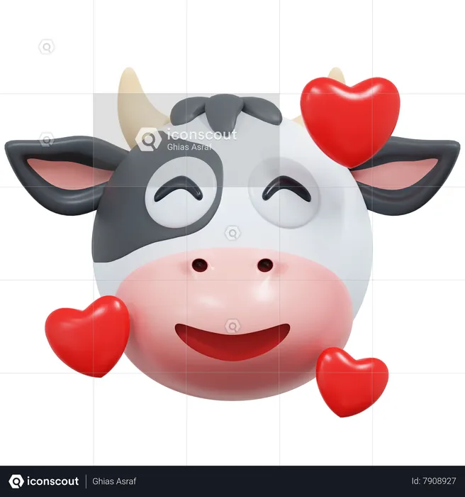 Tomber amoureux d'une vache Emoji 3D Icon