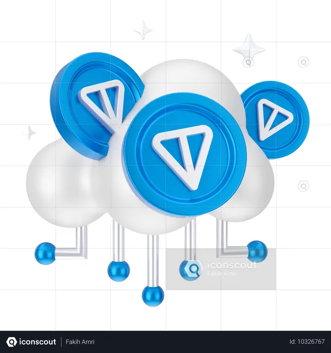 Rede de nuvem de moedas de toneladas  3D Icon