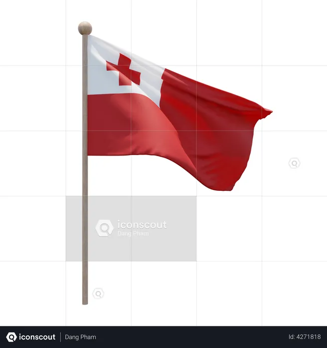 Tonga Flagpole Flag 3D Flag