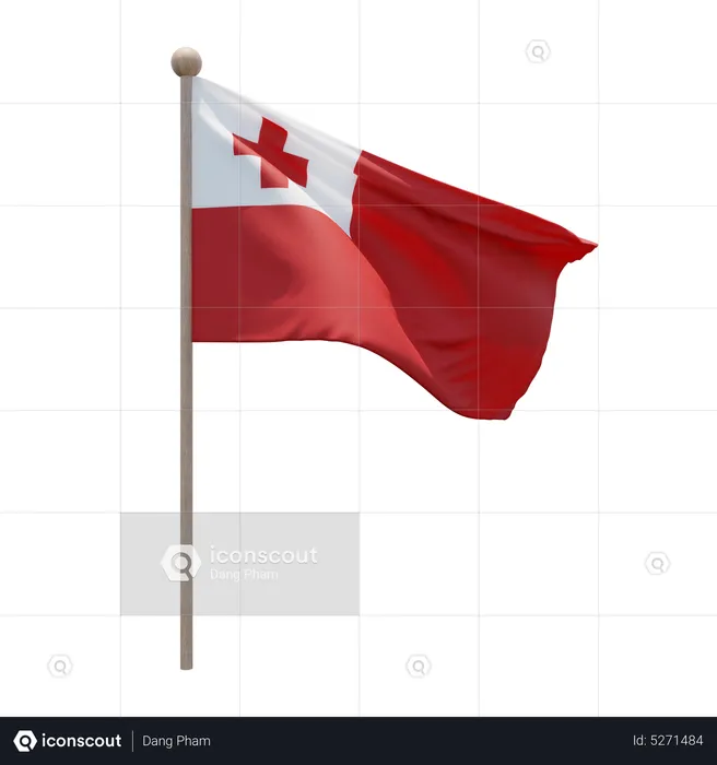 Tonga Flagpole Flag 3D Icon