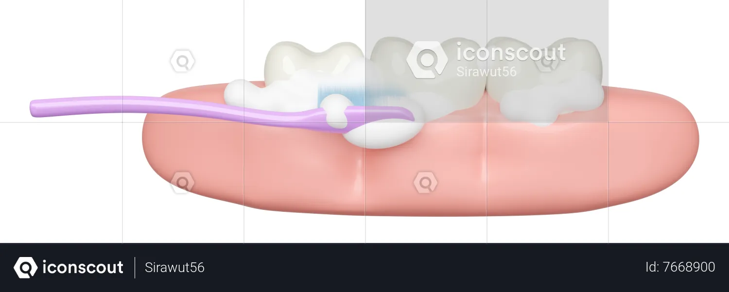 Tooth cleaning  3D Illustration