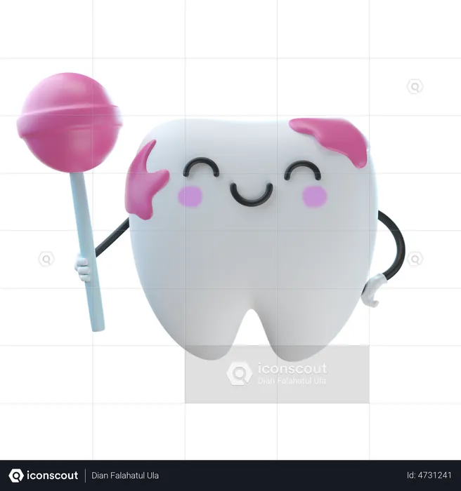 Tooth Holding Candy 3D Illustration