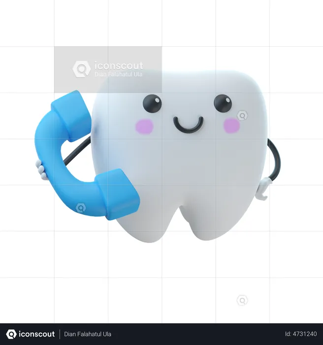 Tooth Holding Phone  3D Illustration